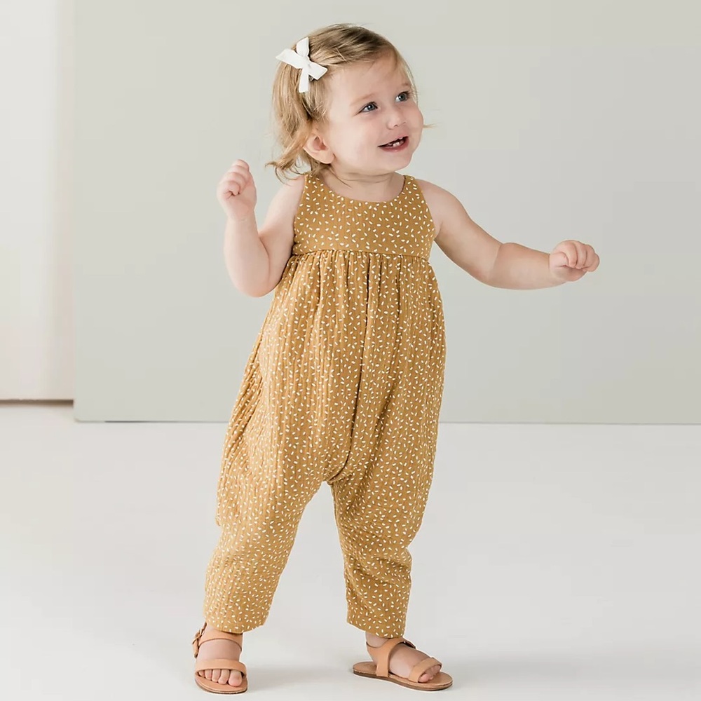 Rylee + Cru Seeds Gigi Jumpsuit - Mustard with White Dots